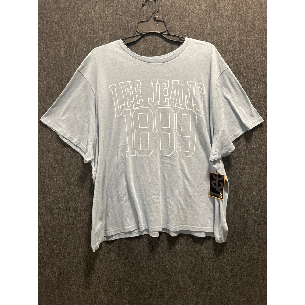 Lee Jeans 1889 Graphic T-Shirt Light Blue Cotton Crewneck Womens 4X New - Picture 1 of 8